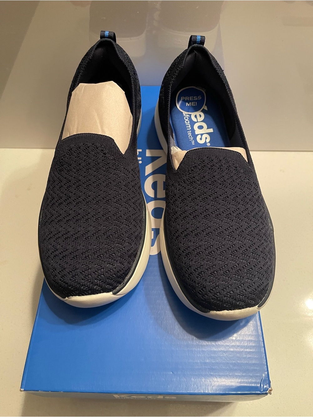 Women’s Size 7.5 Keds Black Knit Slip-On Sneakers or Casual Wear, Brand New!
